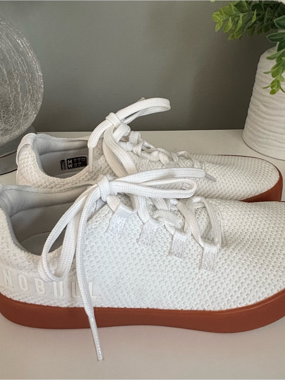 NOBULL Allday Knit Trainer White Gum Sole Sneakers Women’s 10.5 - Picture 3 of 8